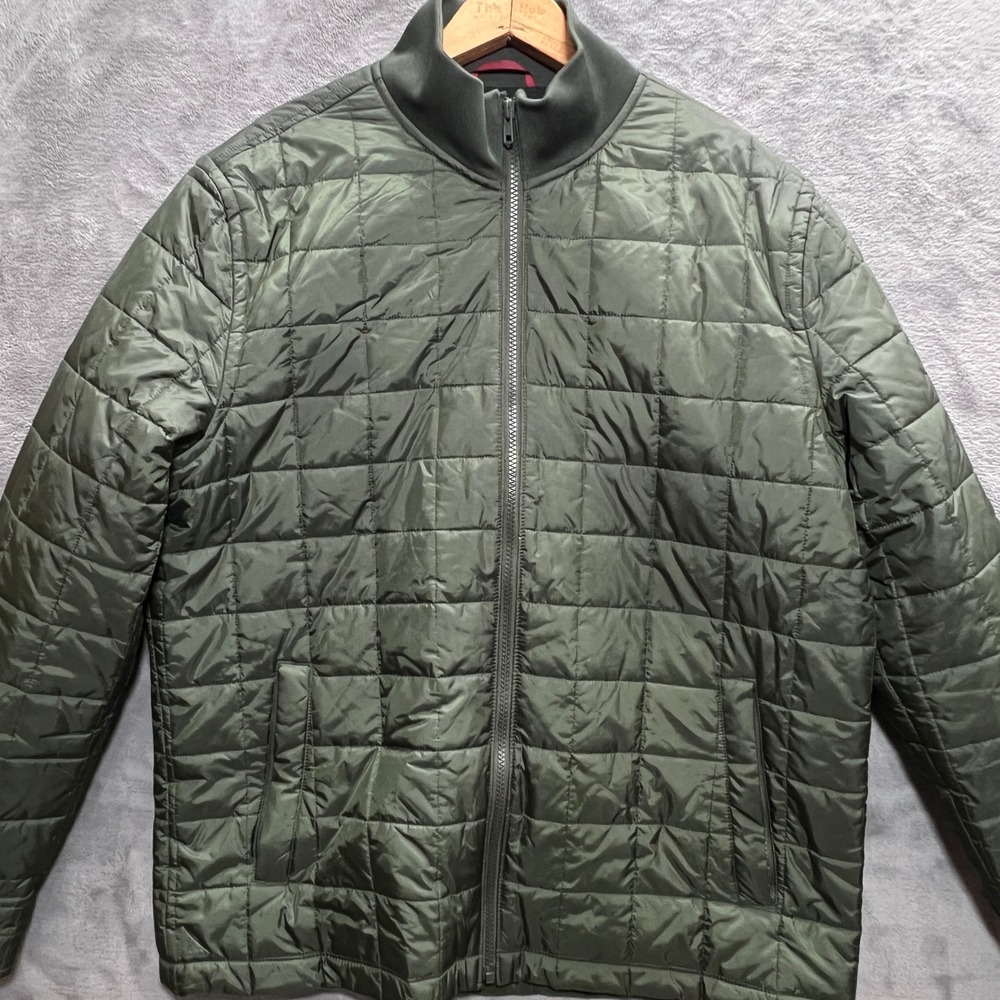 UNTUCKit Marston Quilted Jacket Mens Large Green Full Zip Puffer 40761